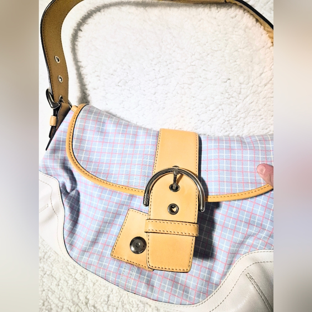 COACH: Plaid Hobo Bag and Matching Cosmetic Bag Set - Picture 7 of 12